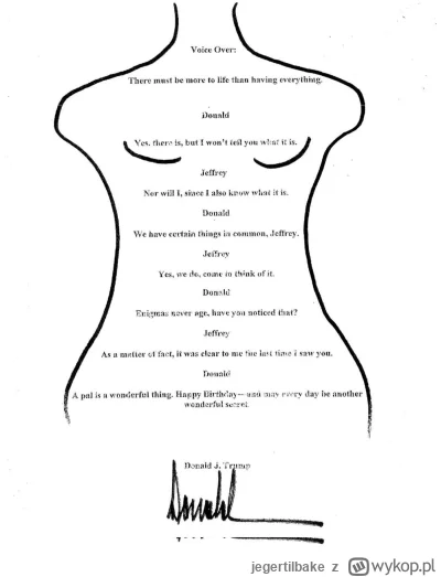 jegertilbake - Ujawniono zdjęcie listu urodzinowego Trumpa do jego ziomka Epsteina. J...