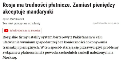 JPRW - @JanDzbanPL: Może w Rosji mandarynki są drogie, ale za to zastępują walutę w r...