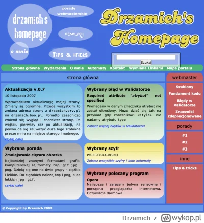 Drzamich - Ożywiłem swoją pierwszą "stronę domową" z 2007 roku. 14 lat wtedy miałem. ...