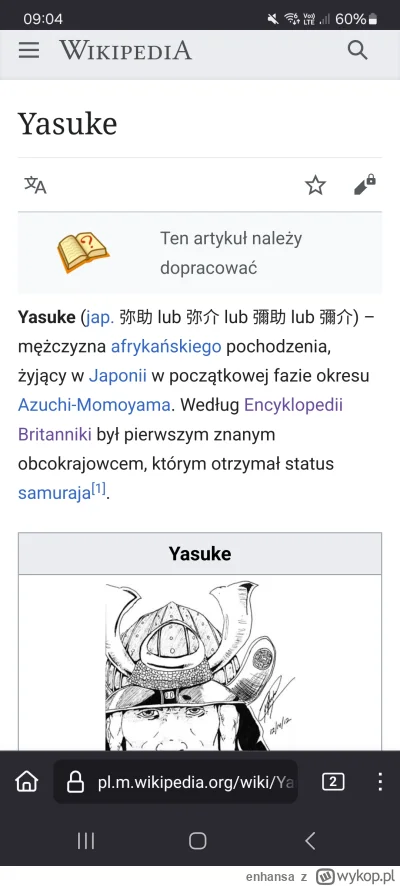 enhansa - Polska Wikipedia, po długich bojach, wypaczyła w końcu historie na temat Ya...