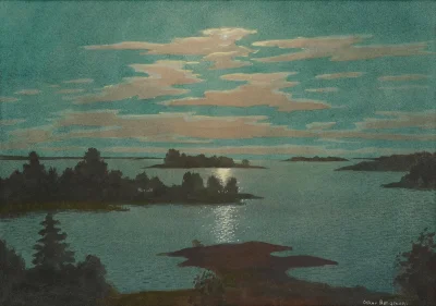 Borealny - Oskar Bergman (Szwed, 1879-1963) - Night in the archipelago (akwarela)
#ma...