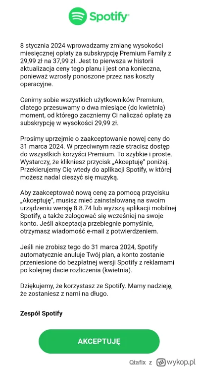 Qtafix - Spotify podnosi cenę pakietu Family o prawie 27% ( ͡° ʖ̯ ͡°)
#spotify #spoti...