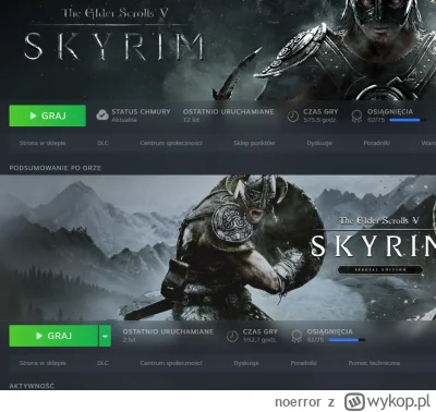 noerror - @jarzabek: Mnie wciągnął Skyrim. W sumie już ponad 1000h gry