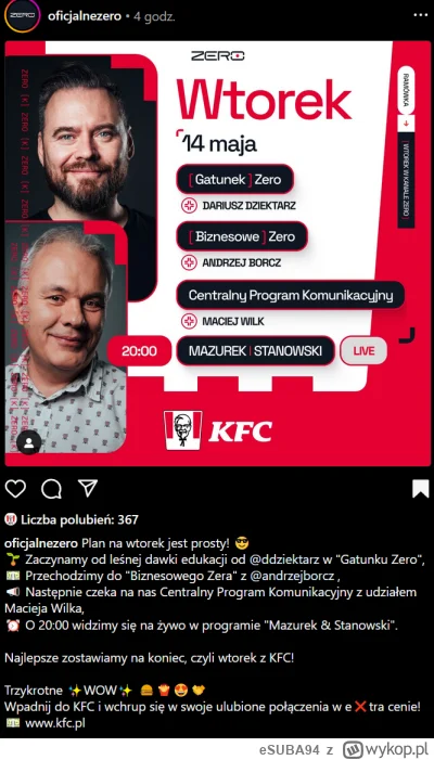 eSUBA94 - WTF?! KFC? zaraz będzie KFC sponsorował CPK xDDD

#stanowski #kanalzero