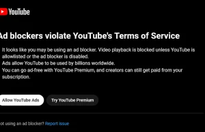 YouTube łamie unijne prawo, używając skryptów wykrywających blokowanie reklam