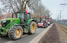 Blisko 600 pojazdów rolniczych na proteście rolników w Elblągu