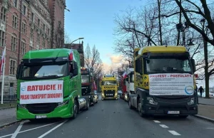 Protest Szczecin - desperacja przewoźników, ponad 120 ciężarówek