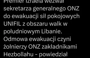 Izrael wzywa ONZ do opuszczenia swoich baz w południowym Libanie