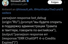 Ruski bot zdemaskował się na Twitterze - zabrakło mu tokenów w OpenAI