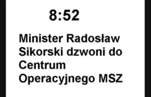 Radek Sikorski dzwoni do Centrum Operacyjnego MSZ po katastrofie w Smoleńsku...