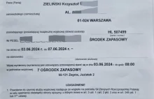 Zapukało do mnie wojsko i osobiście wręczyli "Kartę powołania" na ćwiczenia.