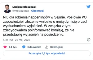 Błaszczak bez wyjaśnień wyszedł z obrad komisji do spraw rosyjskiego pocisku.