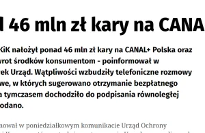 UOKiK: ponad 46 mln zł kary na CANAL+ Polska