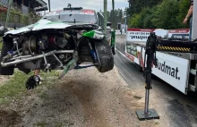 Poważny wypadek młodego rajdowca Eryka Goczała. Auto rozbiło się przy 174 km/h!