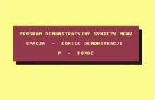 Polski syntetyzator mowy z 1991 na Commodore 64.