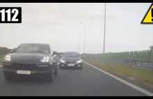 Porsche wyhamowuje kierowcę Kii na autostradzie - YouTube