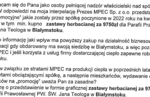 MPEC Łomża kupuje za 9750 zł zastawę herbacianą dla prawosławnej parafii w Biały