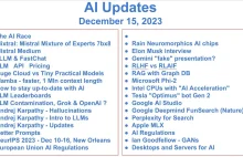 AI Updates - December 15, 2023 - Mixtral 7x8, Mistral Medium, Mamba, Apple MLX,