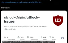 Koniec wsparcia dla uBlock w przeglądarce Chrome. Użytkownicy mają dwa wyjścia