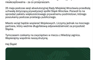 Prezydent Sutryk zapowiada sprzedaż WKS Śląsk Wrocław. Kończy się era prezesa