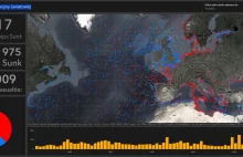 Mapa z zatopionymi statkami w czasie 2 wojny światowej - z opisem