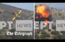 Samolot gaszący pożary w Grecji udeżył w ziemię