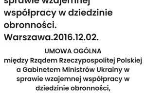 Ukraina-Polska. Umowa w sprawie wzajemnej współpracy w dziedzinie obronności.