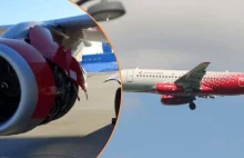 Rosyjska maszyna zaczęła gubić części podczas lotu.