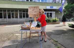 Stragan z wizami stanął pod siedzibą TVP Wrocław