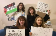 Greta protestuje w obronie Gazy.