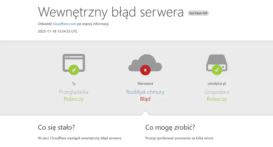 Duża awaria internetu. Nie działa m.in. Canal+, Goniec oraz X