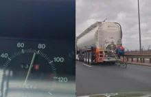 Rowerzysta pędził za ciężarówką prawie 80 km/h