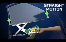 demonstracja mechanizmu działania podnośnika szyb w samochodzie