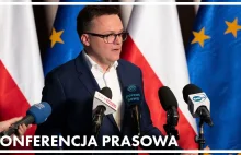 Białystok. Konferencja prasowa marszałka Sejmu Szymona Hołowni