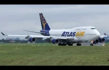 Lądowanie Boeinga 747 N480MC Atlas Air na lotnisku Poznań Ławica 2023.08.30