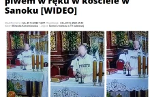 Parodia kazania z piwem na ołtarzu