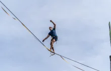 1,5 slackline - Polski rekord w przejściu po linie