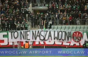 Proputinowski baner na stadionie Śląska Wrocław