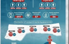 Infografika ludobójstwo w Gazie na Palestyńczykach 2023 - dokonane przez Izrael