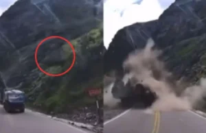 Przerażające nagranie z Peru! Ogromne skały spadły wprost na samochody