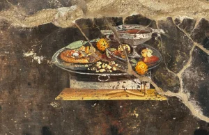 "Antyczna pizza" na fresku w Pompejach.