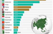 231 tysięcy imigracji z Azji do Polski w 2022 r. Wykres z podziałem na Państwa