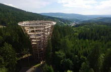 Panorama Karkonoszy ze Ścieżki w Koronach Drzew w Jańskich Łaźniach