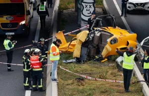 Hiszpania. Śmigłowiec rozbił się na środku autostrady w Madrycie.