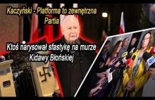 Kaczyński - Platforma to zewnętrzna partia - Ktoś maluje sfastykę na murze domu