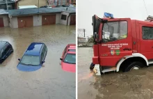 Podtopienia w Bielsku-Białej - miasto pod wodą! Drogą płynie rzeka, auta zalane