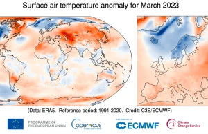 Marzec 2023 drugim najcieplejszym marcem w historii światowych pomiarów