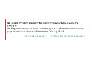 Allegro blokuje możliwość sprzedaży markowych produktów przez osoby prywatne