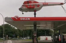 Helikopter na stacji Orlen w Niemczech