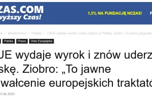 NCZAS.com gazeta Konfederacji z PiSowską narracją odnośnie wyroku TSUE